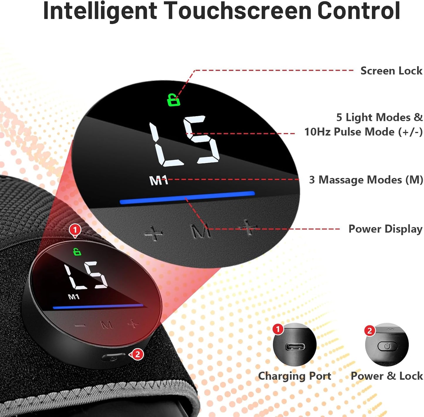 Red Light Therapy Knee Brace Vibration Knee Massage for Pain Relief, 660Nm&850Nm Rechargeable near Infrared Light Therapy Device for Knee/Elbow/Shoulder Faster Recovery for Cordless Use